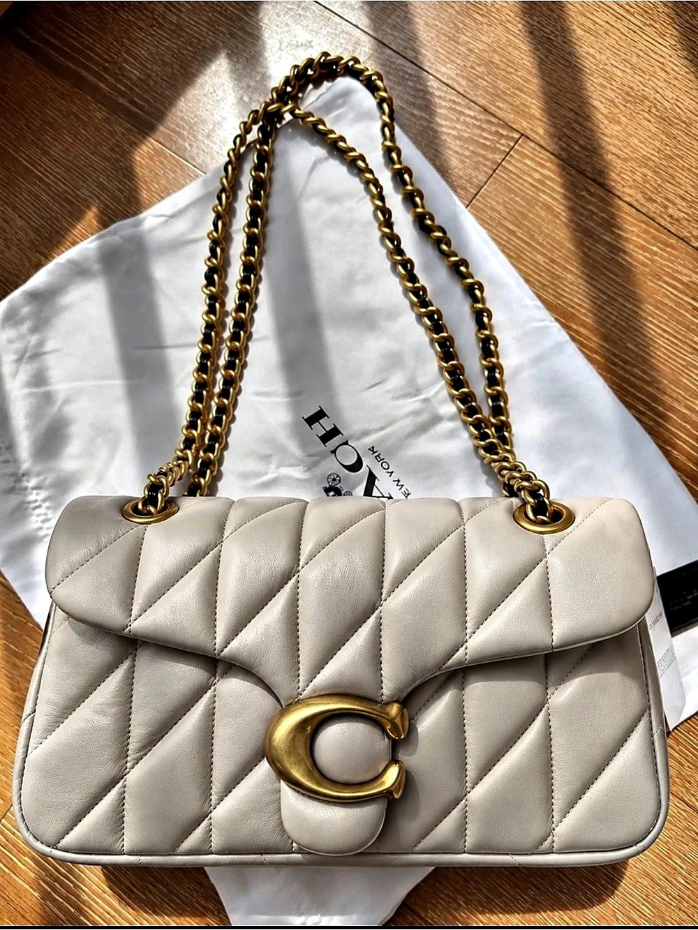 COACH Quilted Tabby Shoulder Bag 26 in Cream